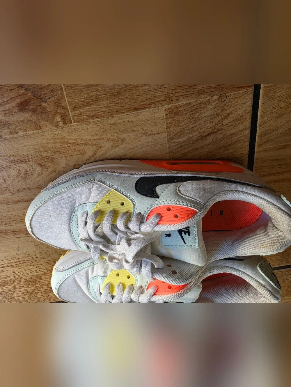 Nike Women's Air Sneakers in White with Yellow & Orange Accents 8.5